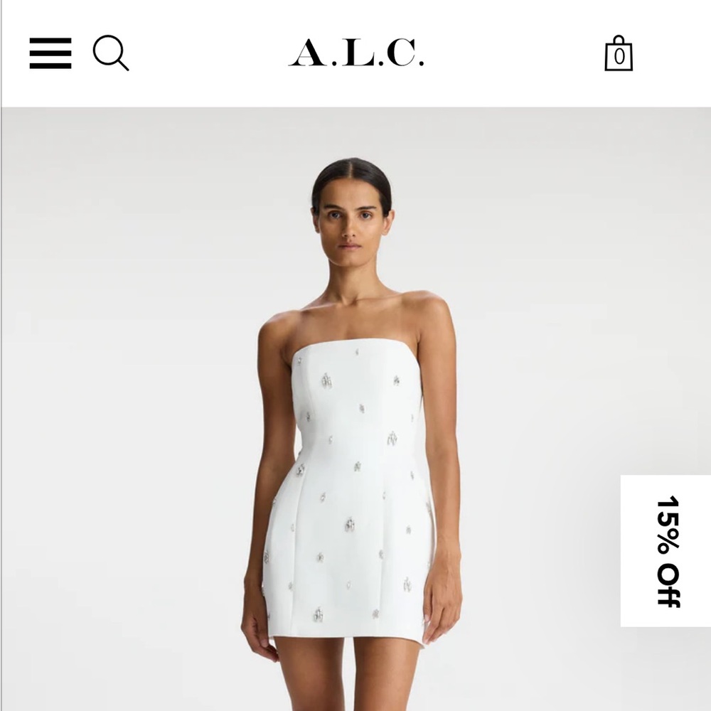 A.L.C. Elsie White Strapless Mini Dress